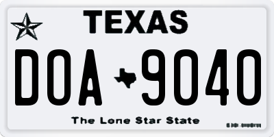 TX license plate DOA9040