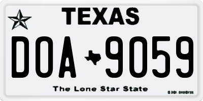 TX license plate DOA9059