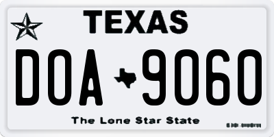 TX license plate DOA9060