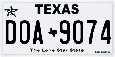 TX license plate DOA9074