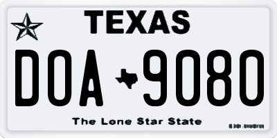 TX license plate DOA9080
