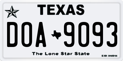 TX license plate DOA9093