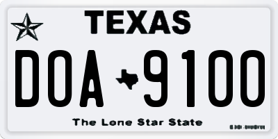 TX license plate DOA9100