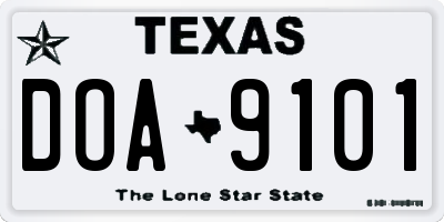 TX license plate DOA9101