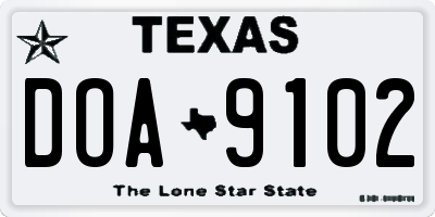 TX license plate DOA9102