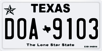 TX license plate DOA9103