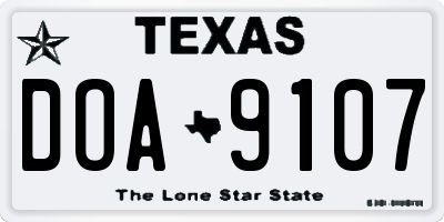 TX license plate DOA9107