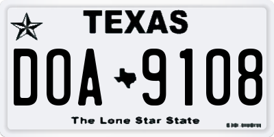 TX license plate DOA9108