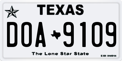 TX license plate DOA9109