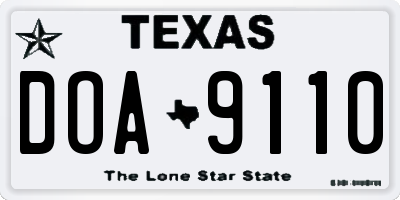 TX license plate DOA9110