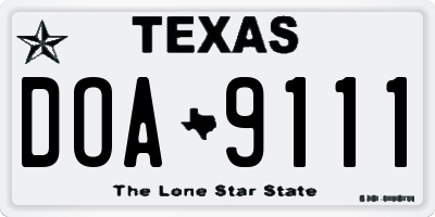 TX license plate DOA9111