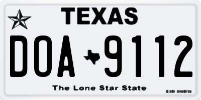 TX license plate DOA9112