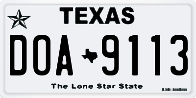TX license plate DOA9113