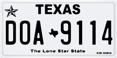 TX license plate DOA9114