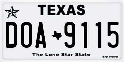 TX license plate DOA9115