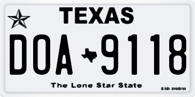 TX license plate DOA9118