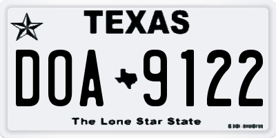 TX license plate DOA9122