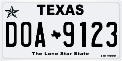 TX license plate DOA9123