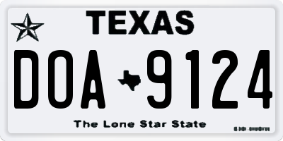 TX license plate DOA9124