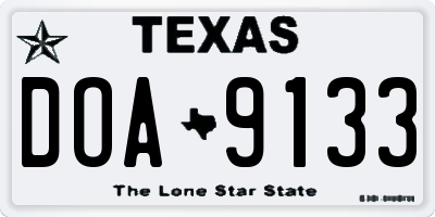 TX license plate DOA9133