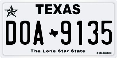 TX license plate DOA9135