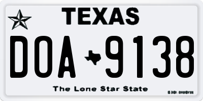 TX license plate DOA9138