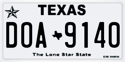 TX license plate DOA9140