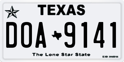 TX license plate DOA9141