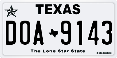 TX license plate DOA9143