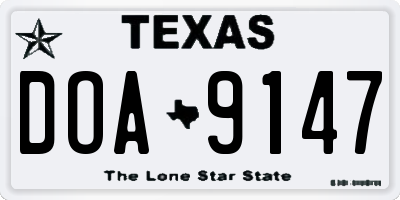 TX license plate DOA9147