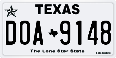 TX license plate DOA9148