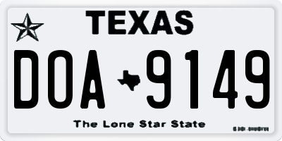 TX license plate DOA9149