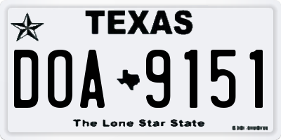 TX license plate DOA9151