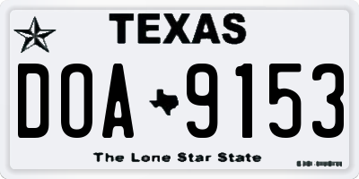 TX license plate DOA9153