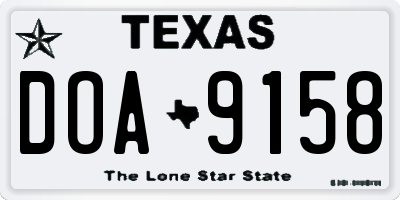 TX license plate DOA9158