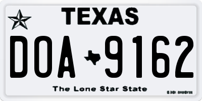 TX license plate DOA9162