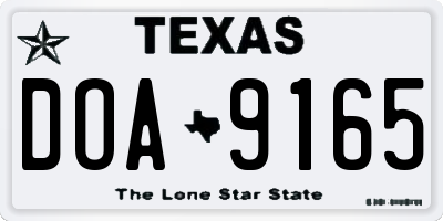 TX license plate DOA9165
