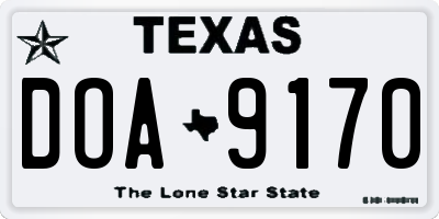 TX license plate DOA9170