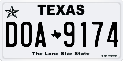 TX license plate DOA9174