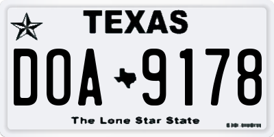 TX license plate DOA9178