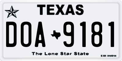 TX license plate DOA9181