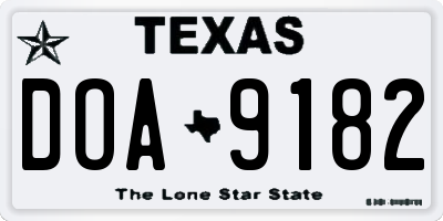 TX license plate DOA9182