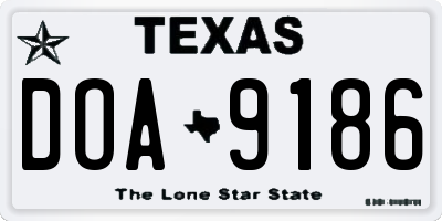 TX license plate DOA9186