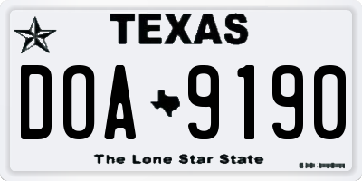 TX license plate DOA9190
