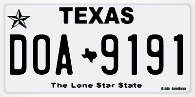 TX license plate DOA9191