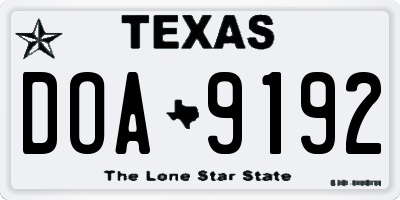 TX license plate DOA9192