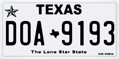 TX license plate DOA9193