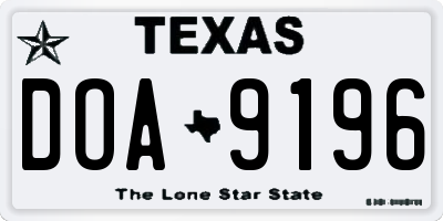 TX license plate DOA9196