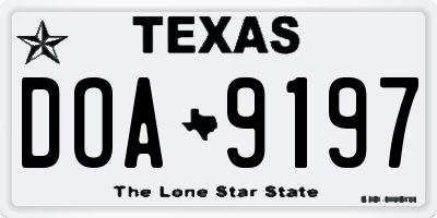 TX license plate DOA9197