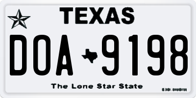 TX license plate DOA9198